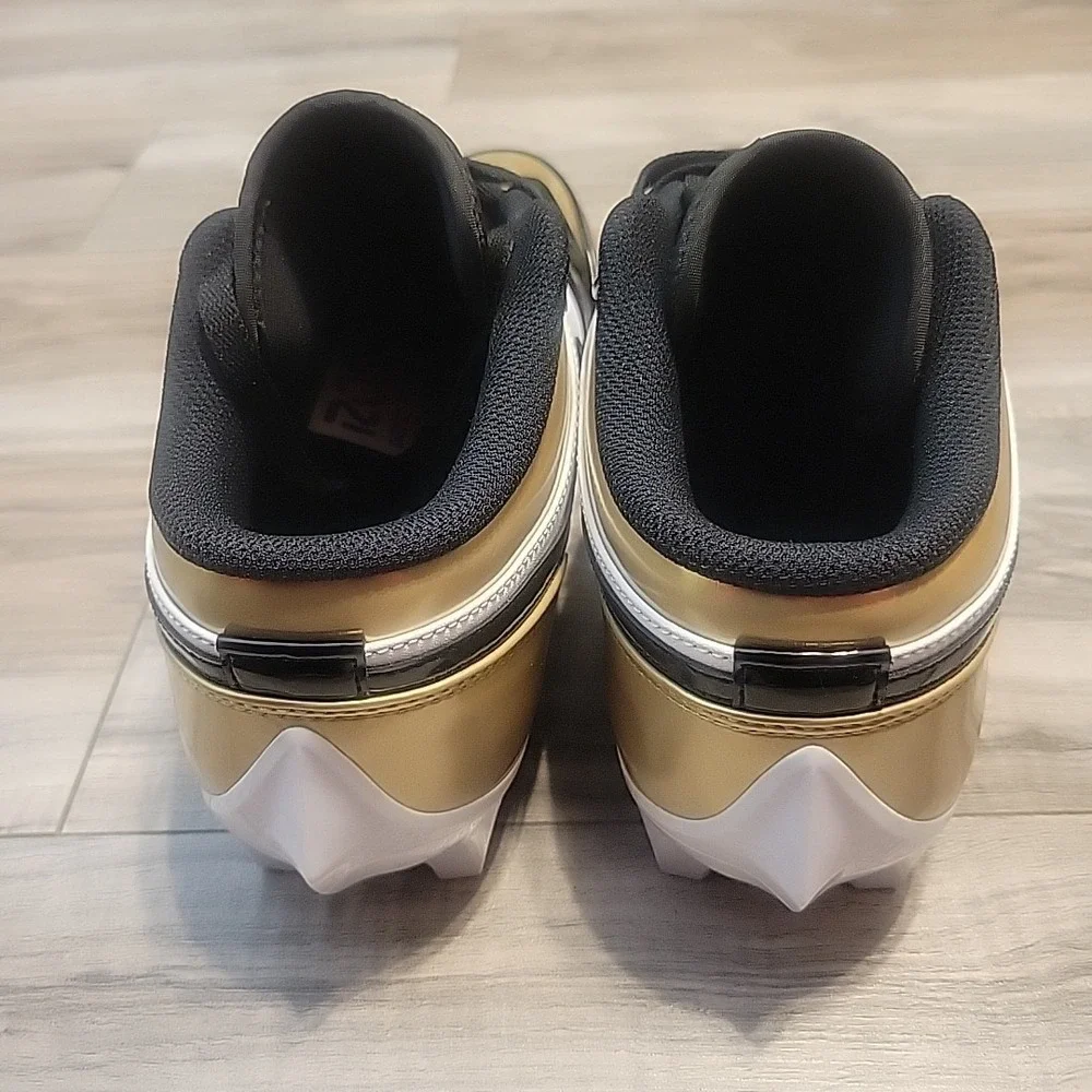 Jordan 1 Low TD  Football Cleats FJ6245-701 Metallic Gold Black White Mens‎ 12